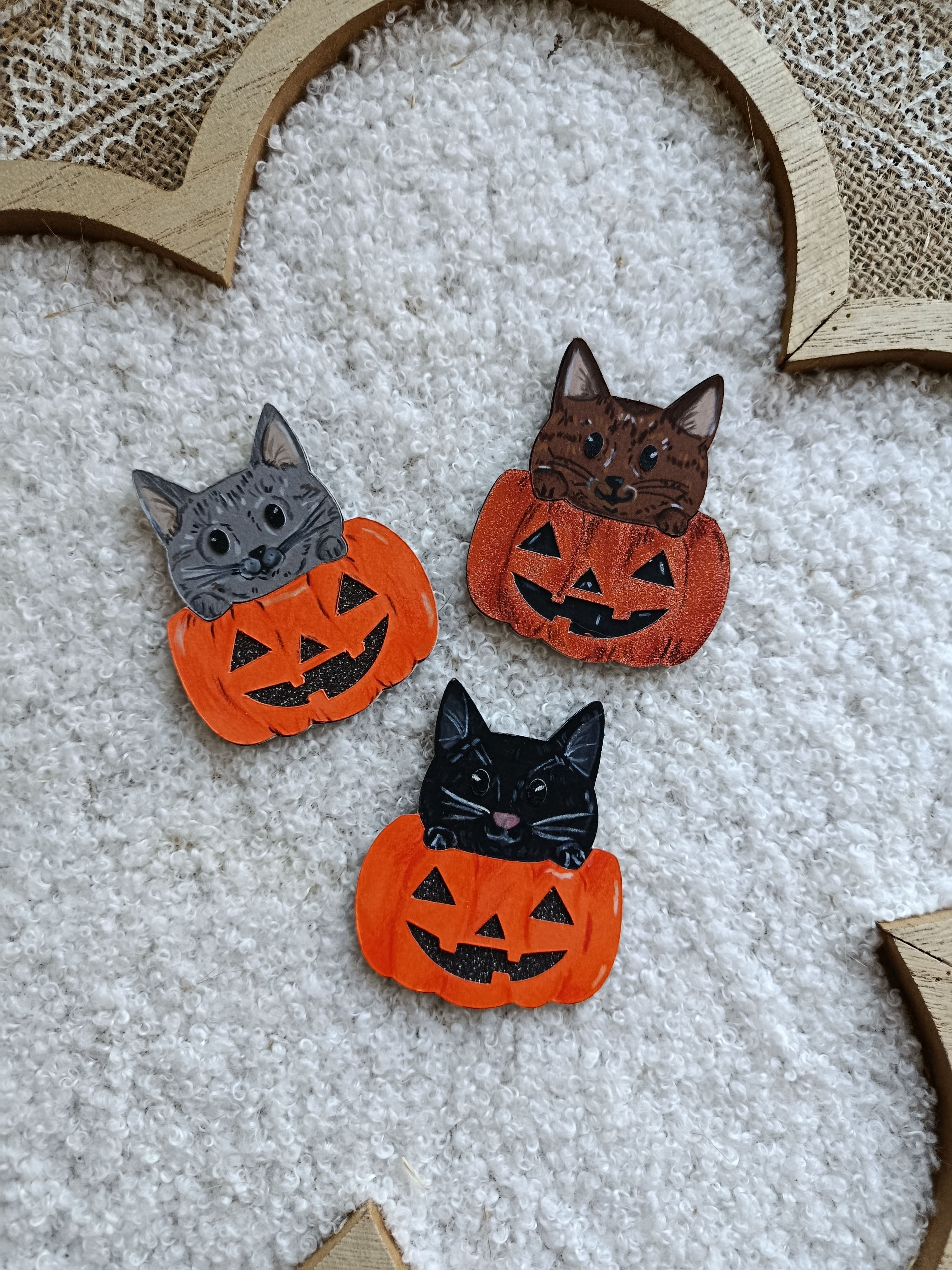 Broche Chat Halloween Citrouille