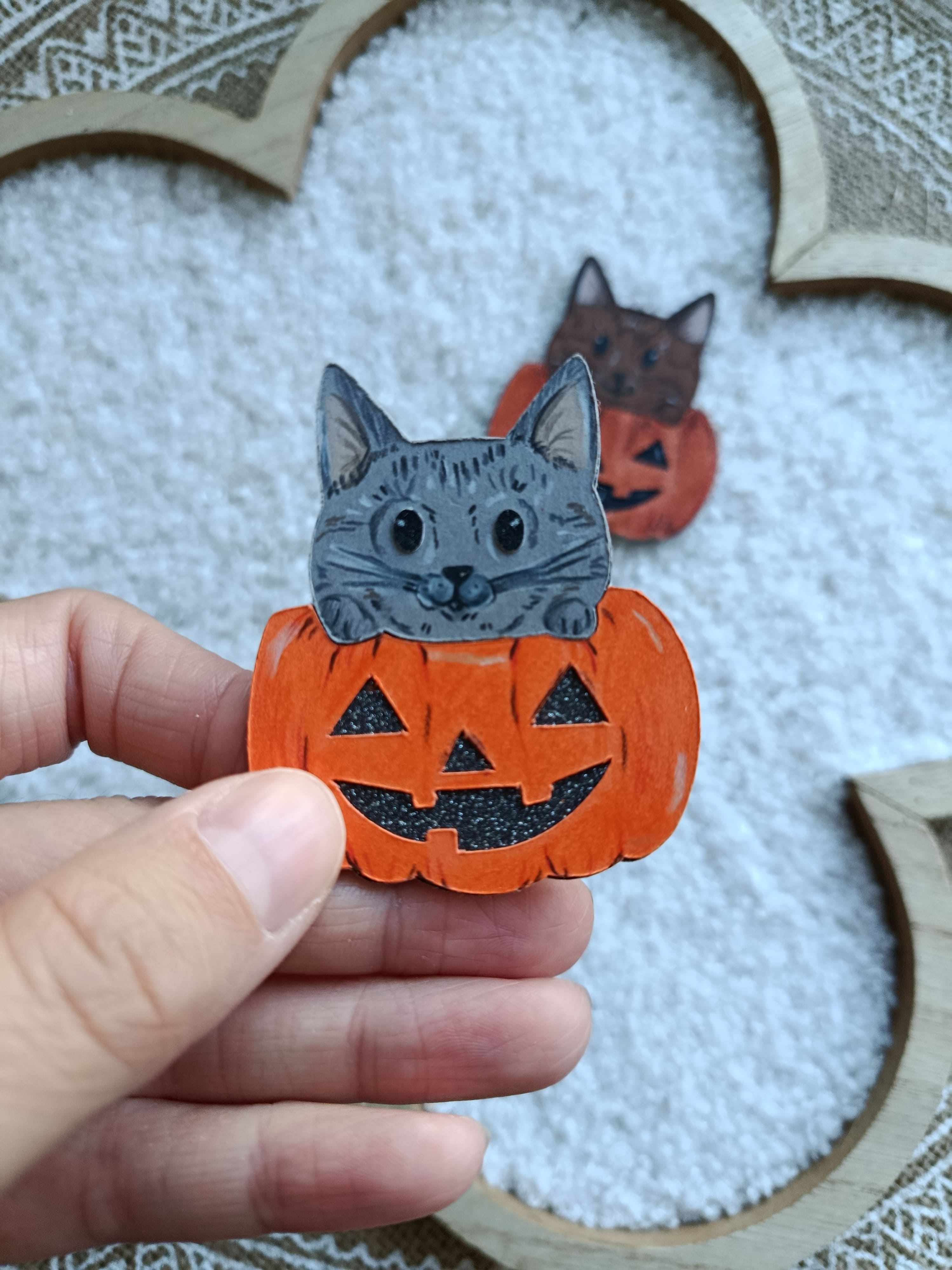 Broche Chat Halloween Citrouille