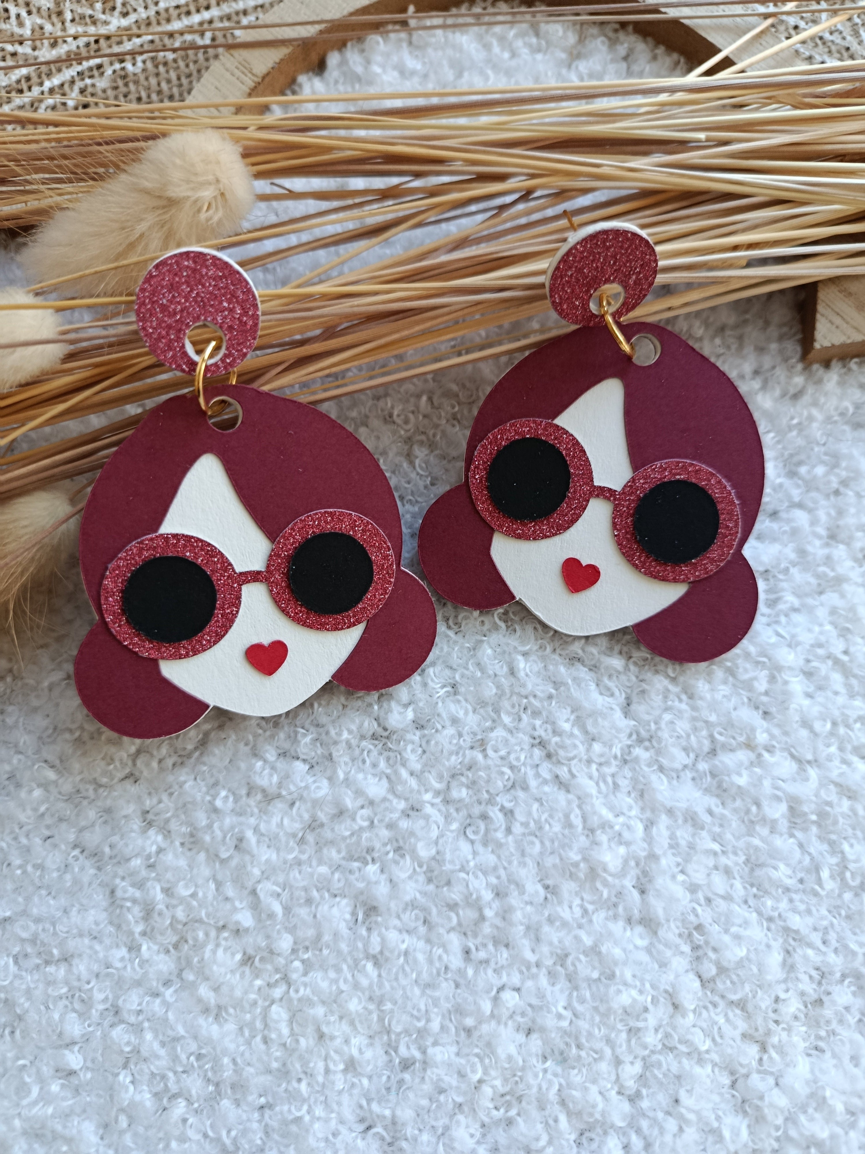 Boucles d'oreilles bordeaux Cerise collection Automne-Hiver 25