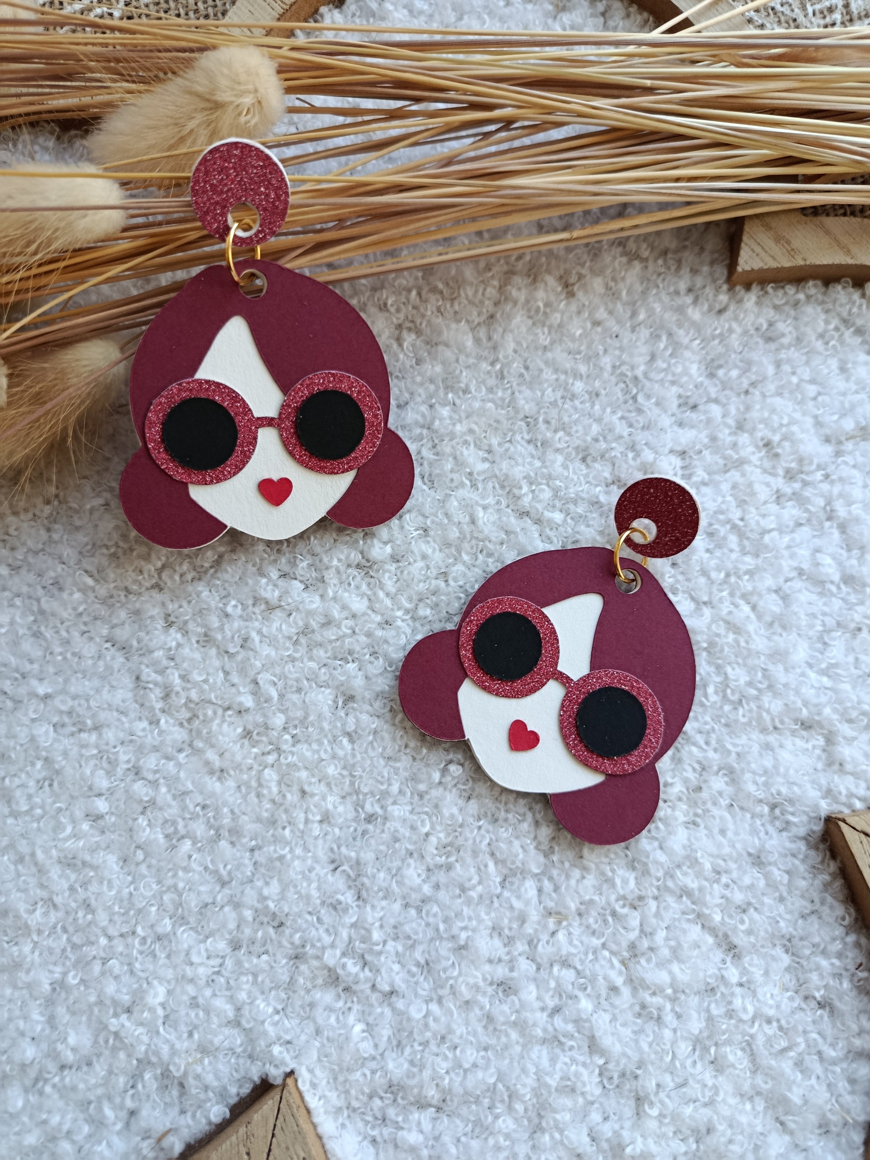 Boucles d'oreilles bordeaux Cerise collection Automne-Hiver 25
