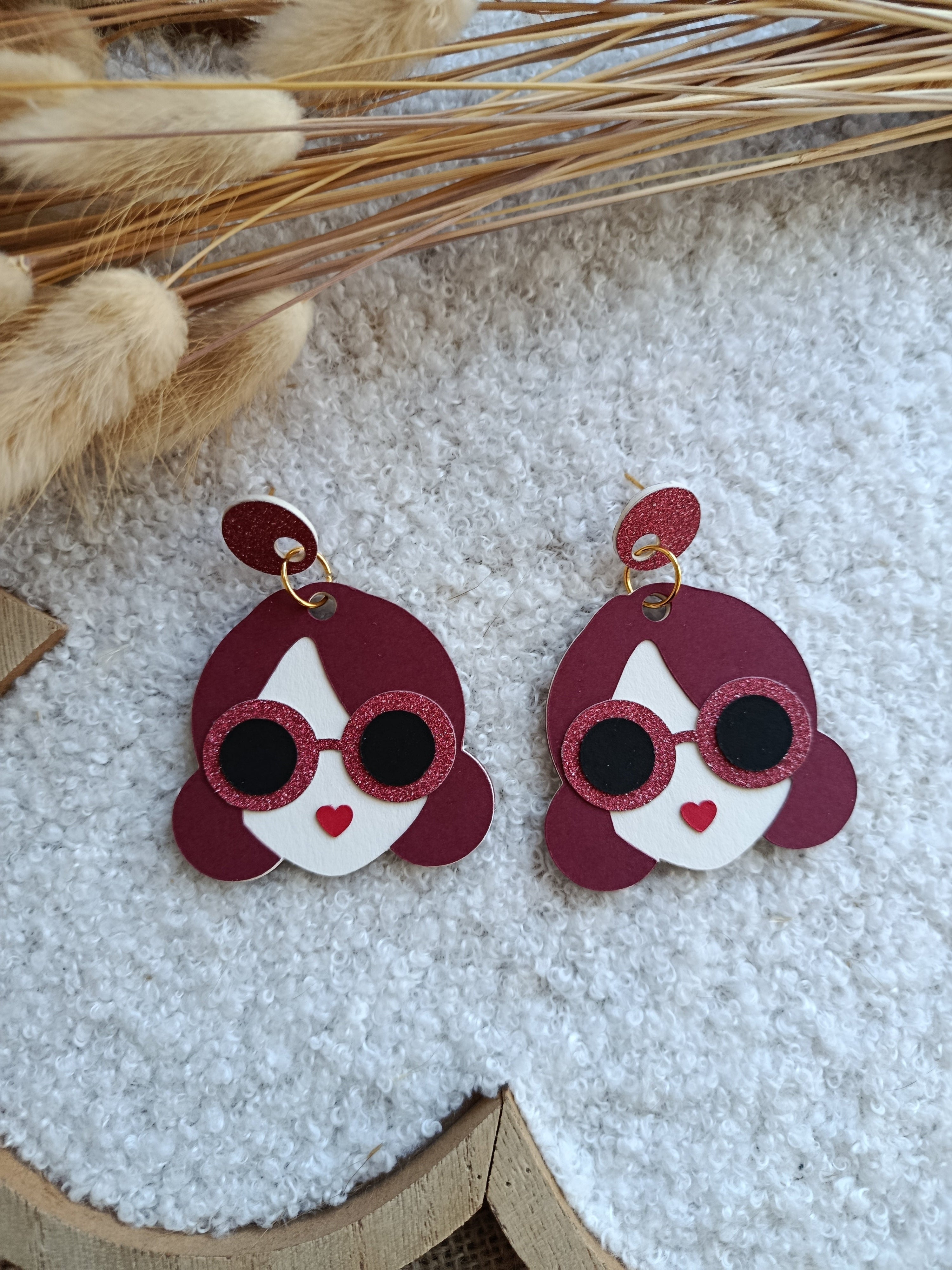 Boucles d'oreilles bordeaux Cerise collection Automne-Hiver 25