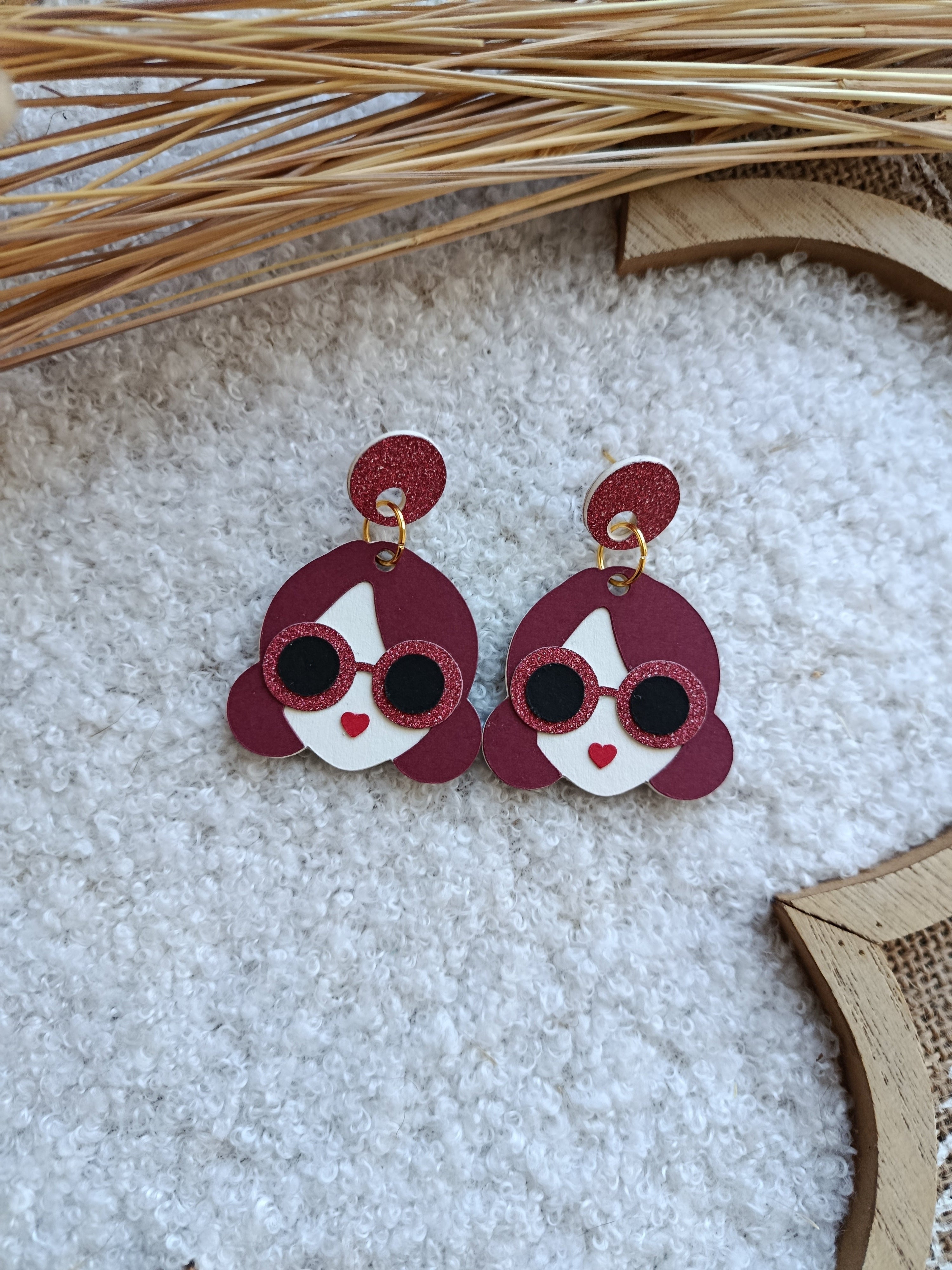 Boucles d'oreilles bordeaux Cerise collection Automne-Hiver 25