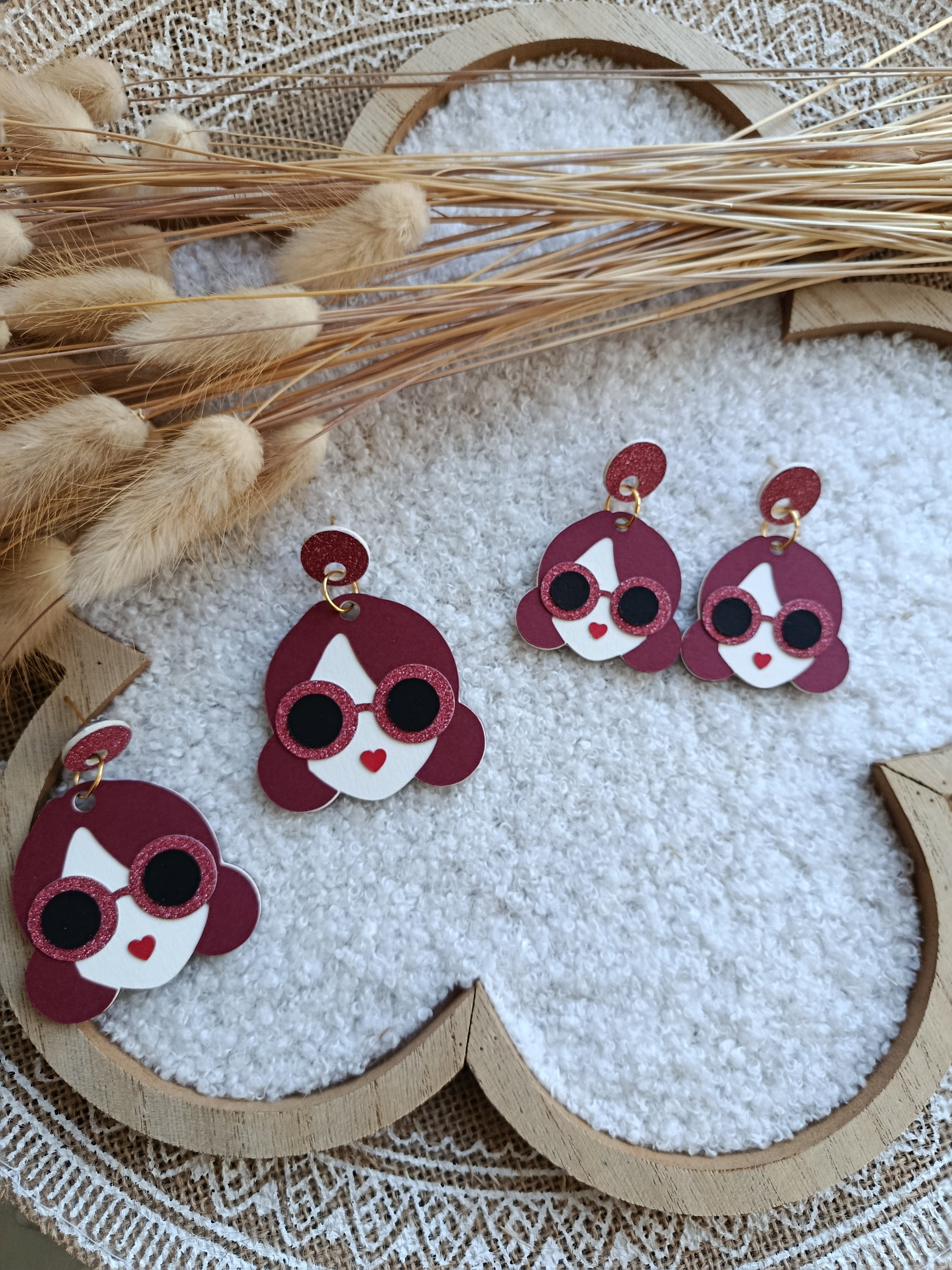 Boucles d'oreilles bordeaux Cerise collection Automne-Hiver 25