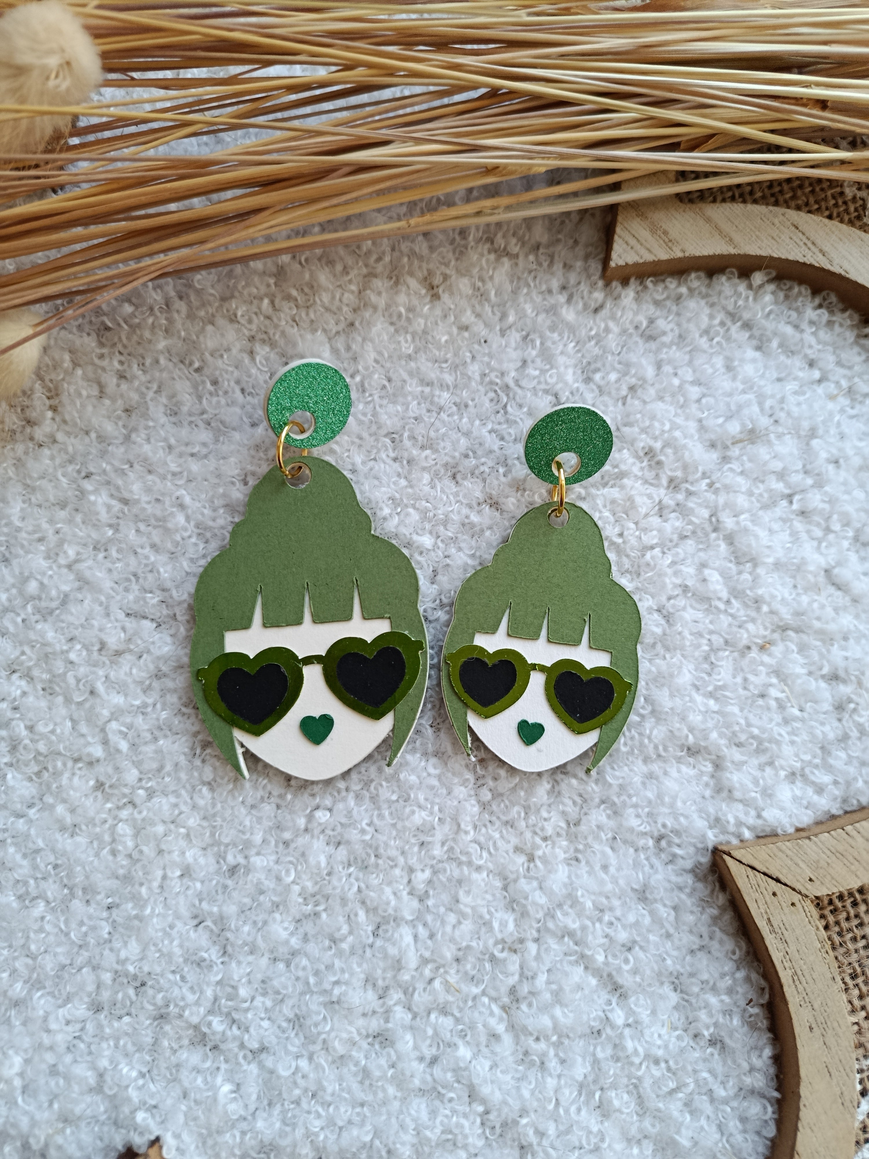 Boucles d'oreilles vertes Olivia collection Automne-Hiver 25