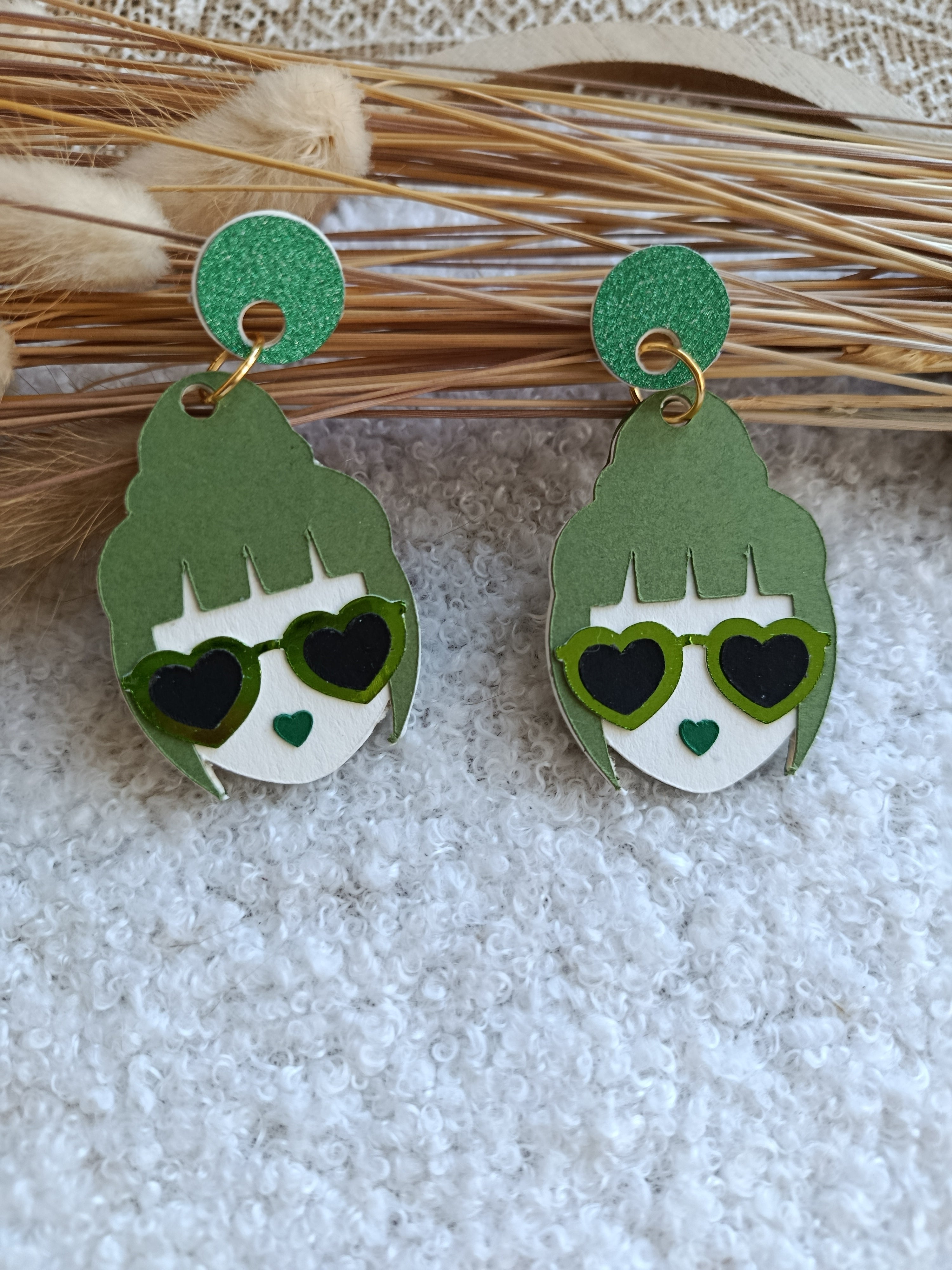 Boucles d'oreilles vertes Olivia collection Automne-Hiver 25