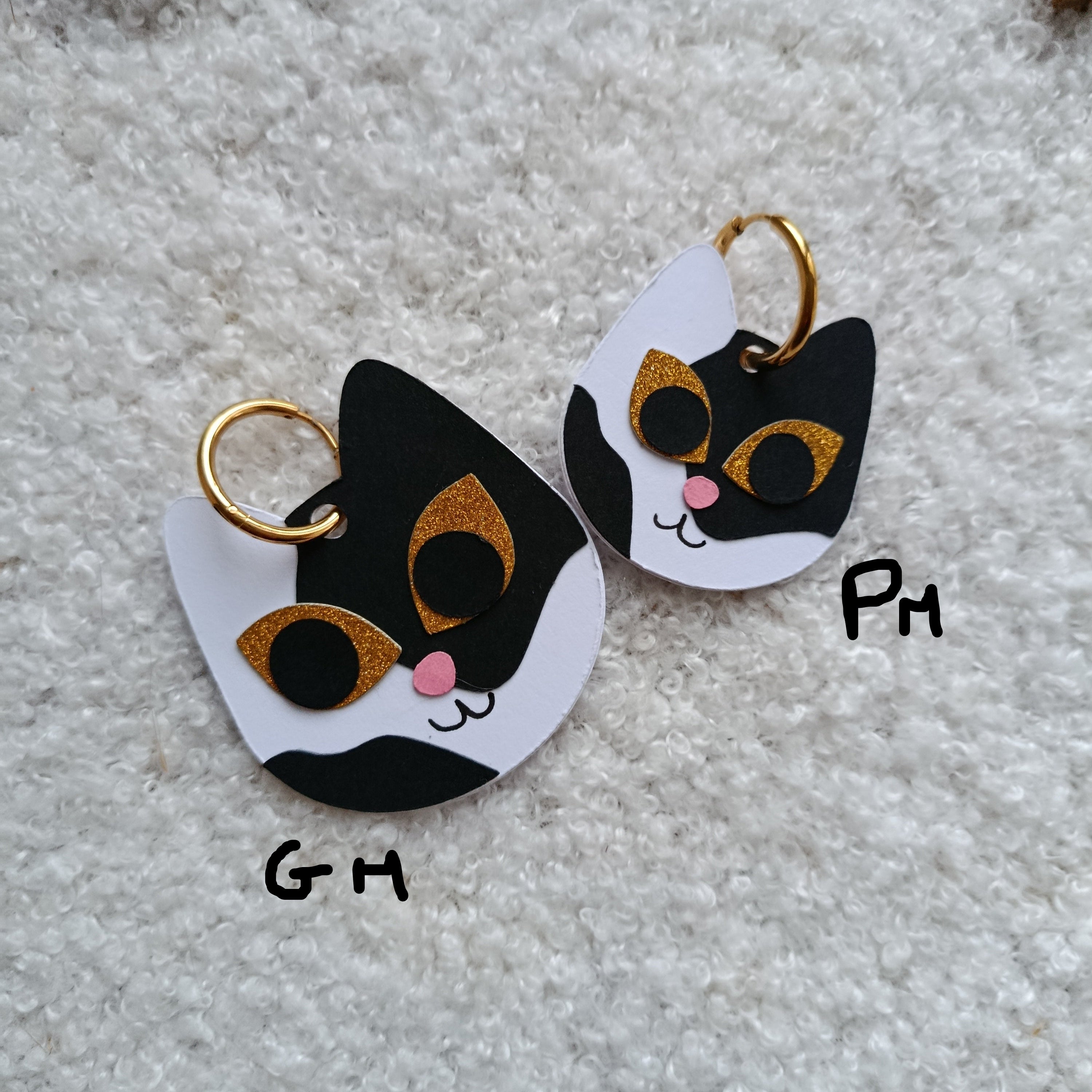 Boucles d'oreilles Chat Blanc et Noir
