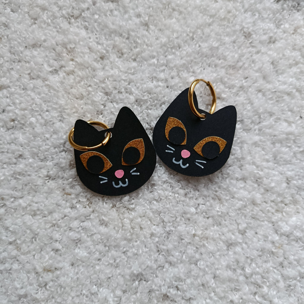 Boucles d'oreilles Chat Noir