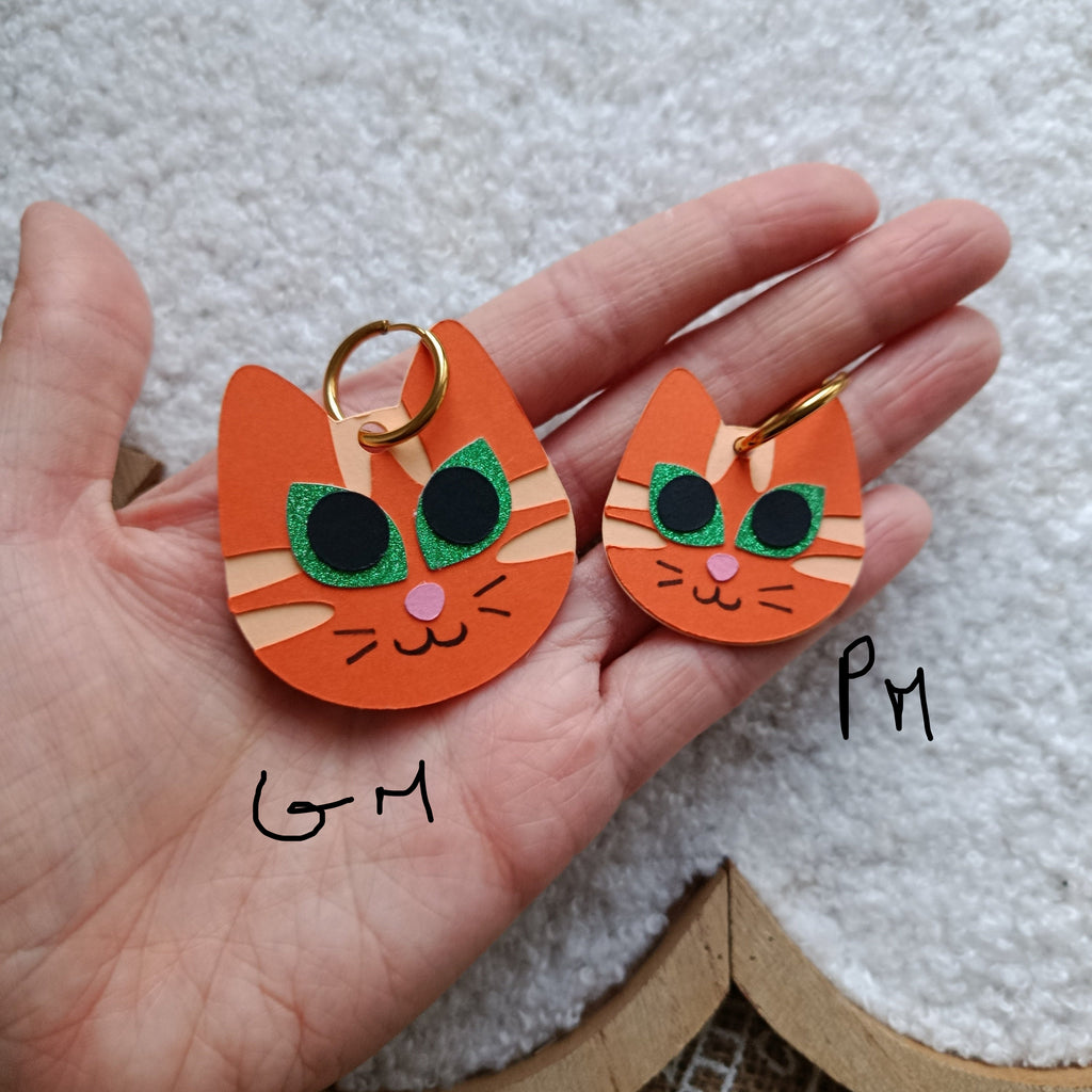 Boucles d'oreilles Chat Tigré Roux