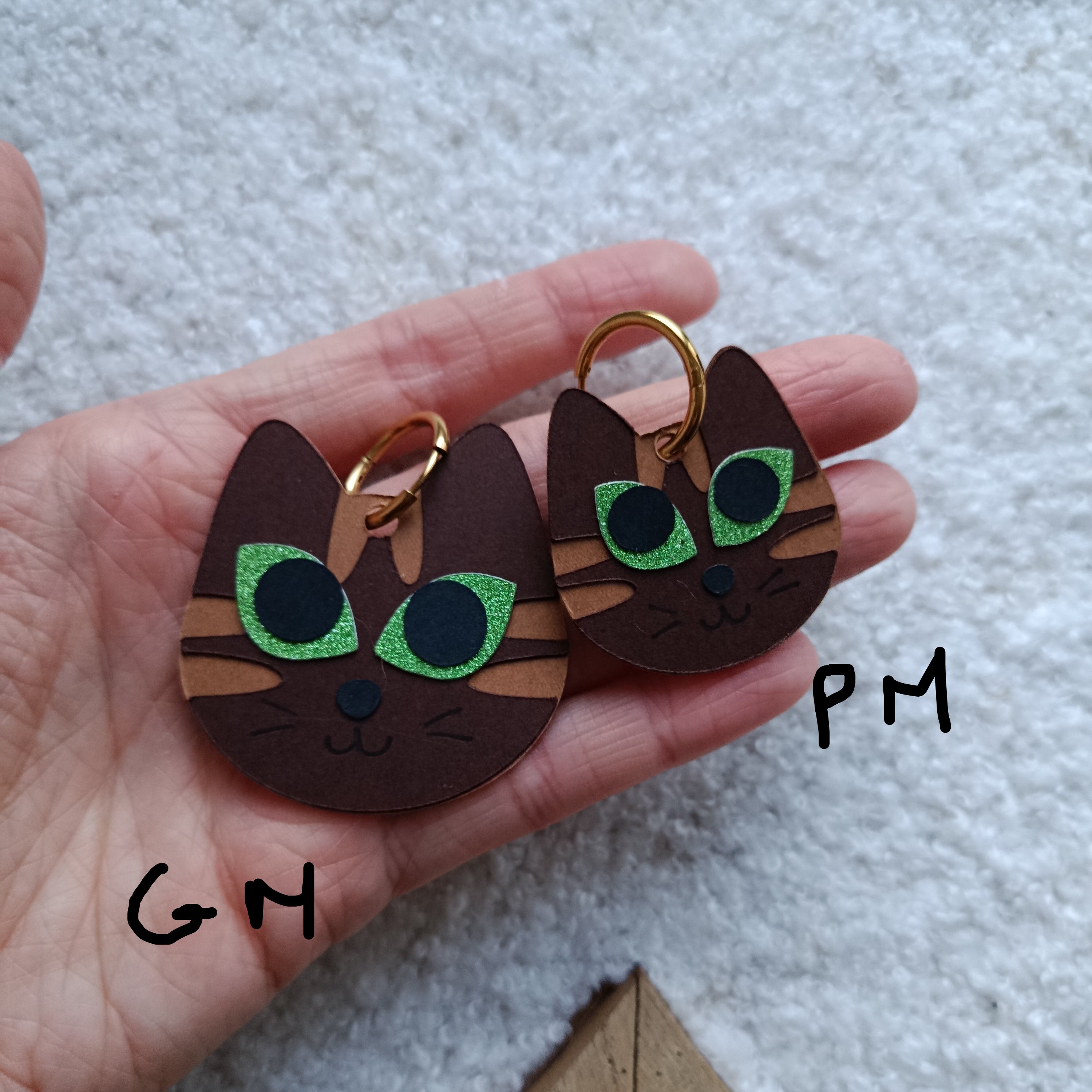 Boucles d'oreilles Chat Tigré Marron