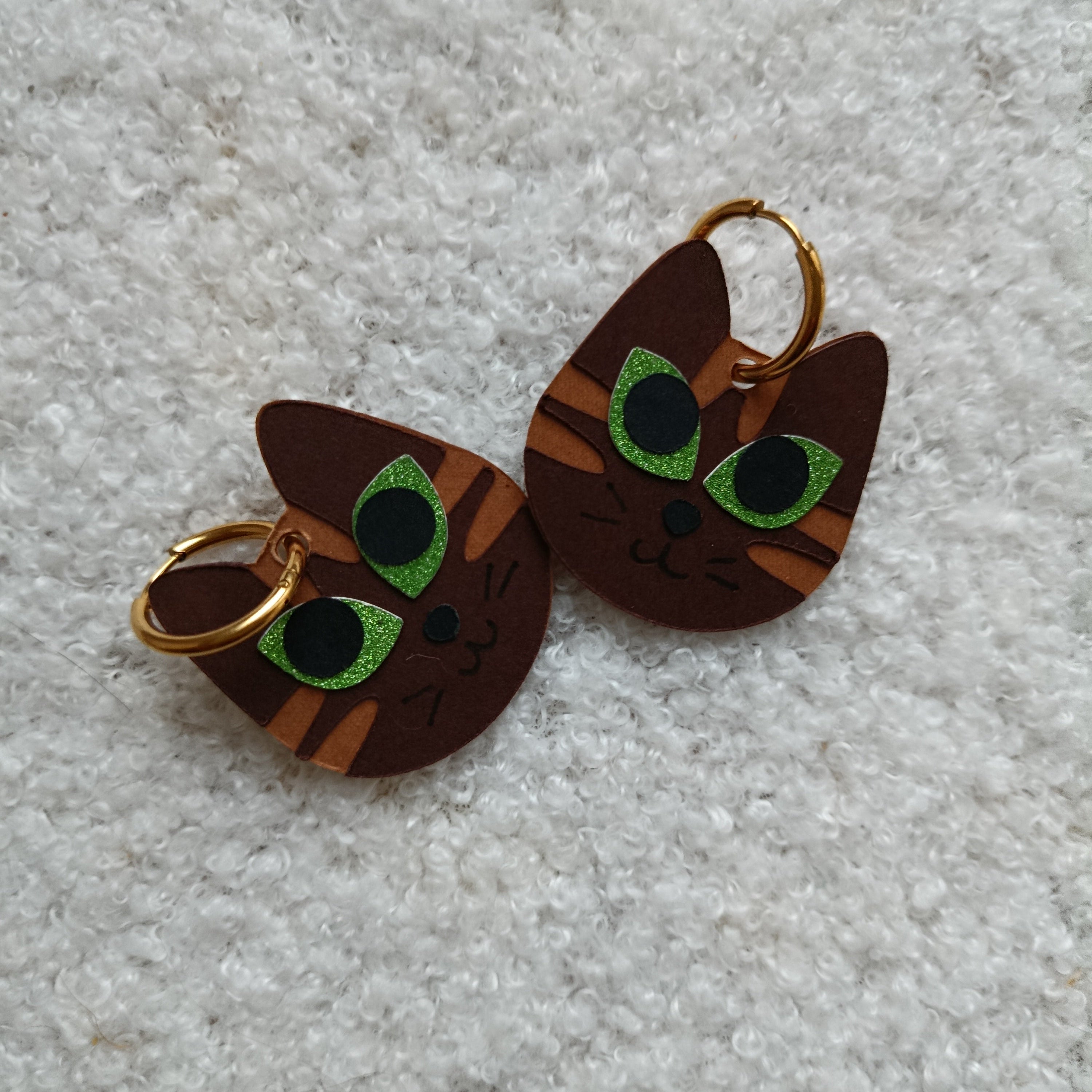 Boucles d'oreilles Chat Tigré Marron