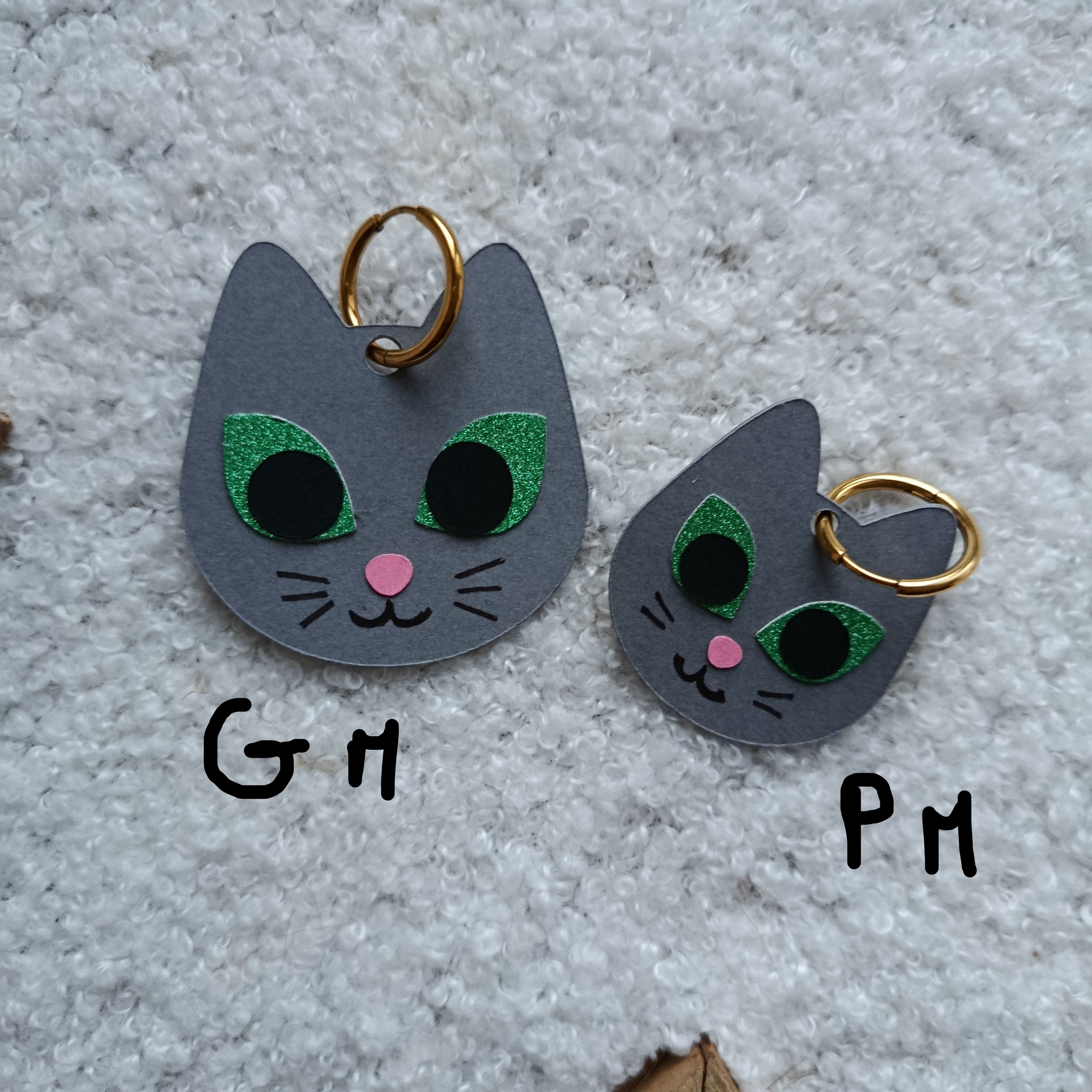 Boucles d'oreilles Chat Gris