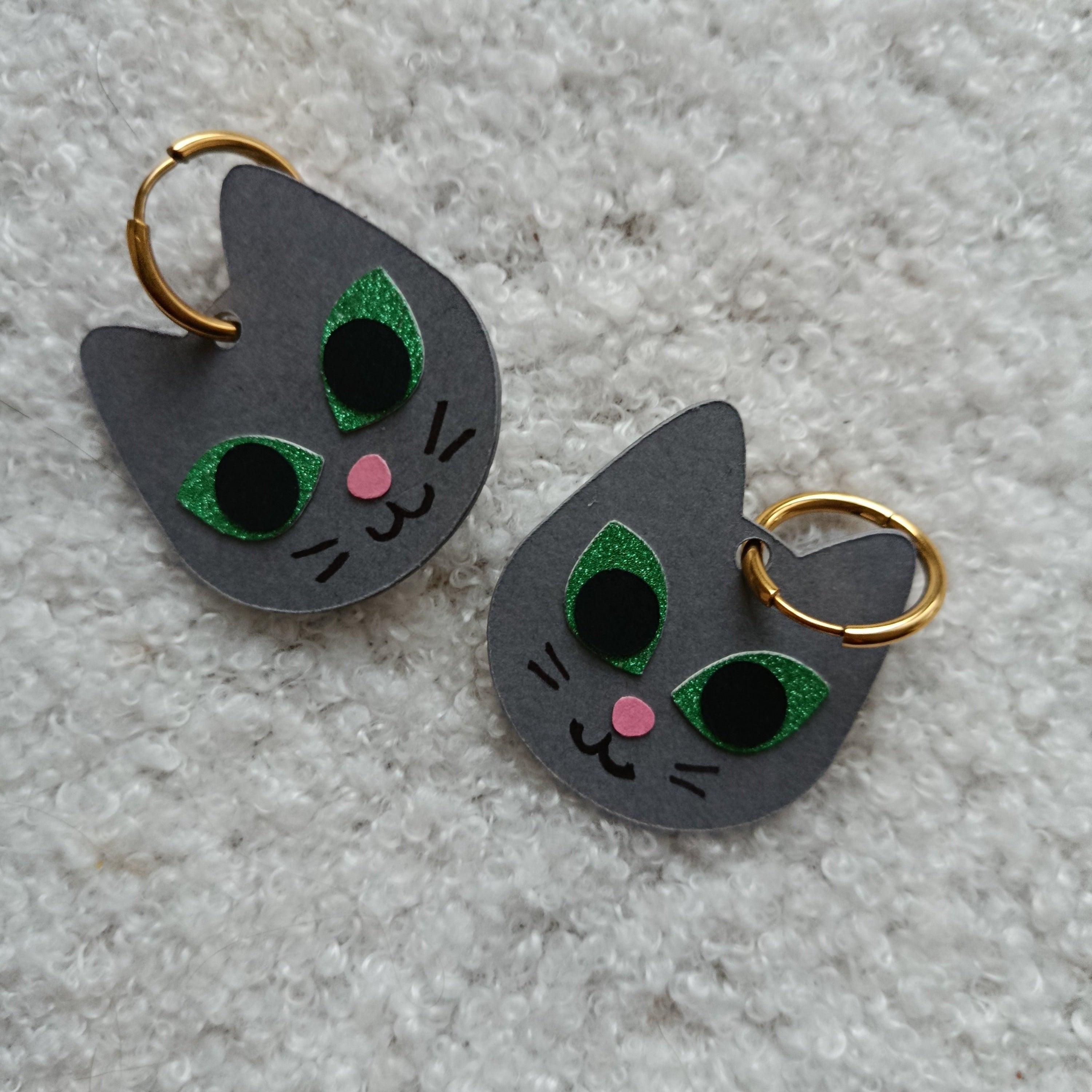 Boucles d'oreilles Chat Gris