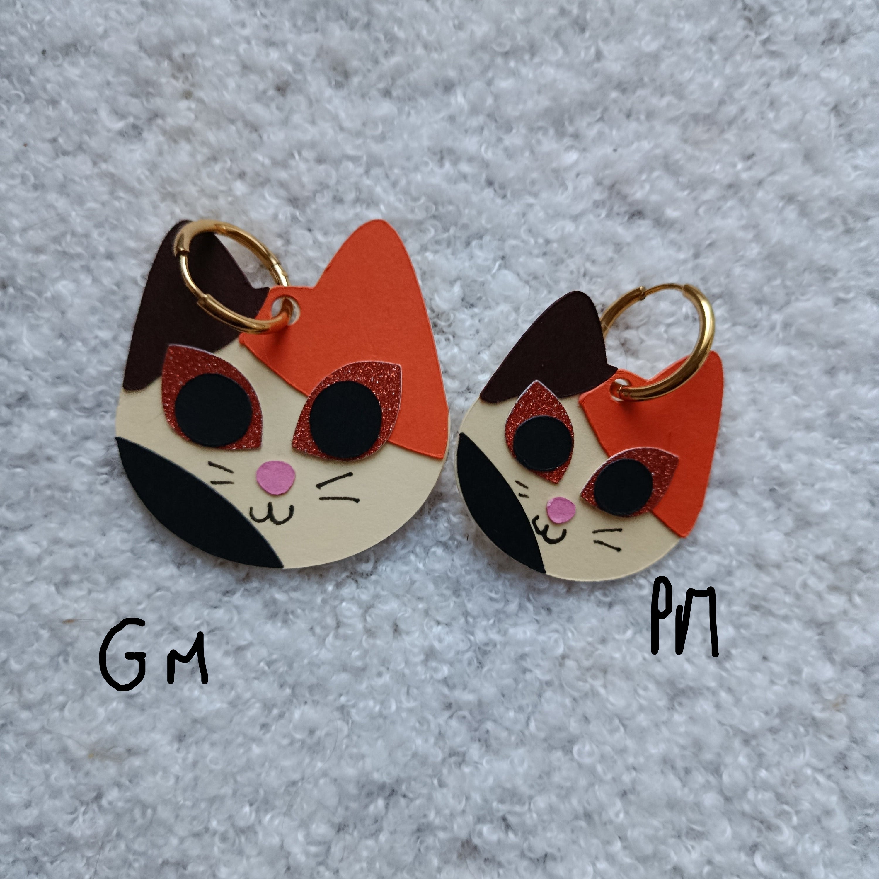 Boucles d'oreilles Chat Tricolore