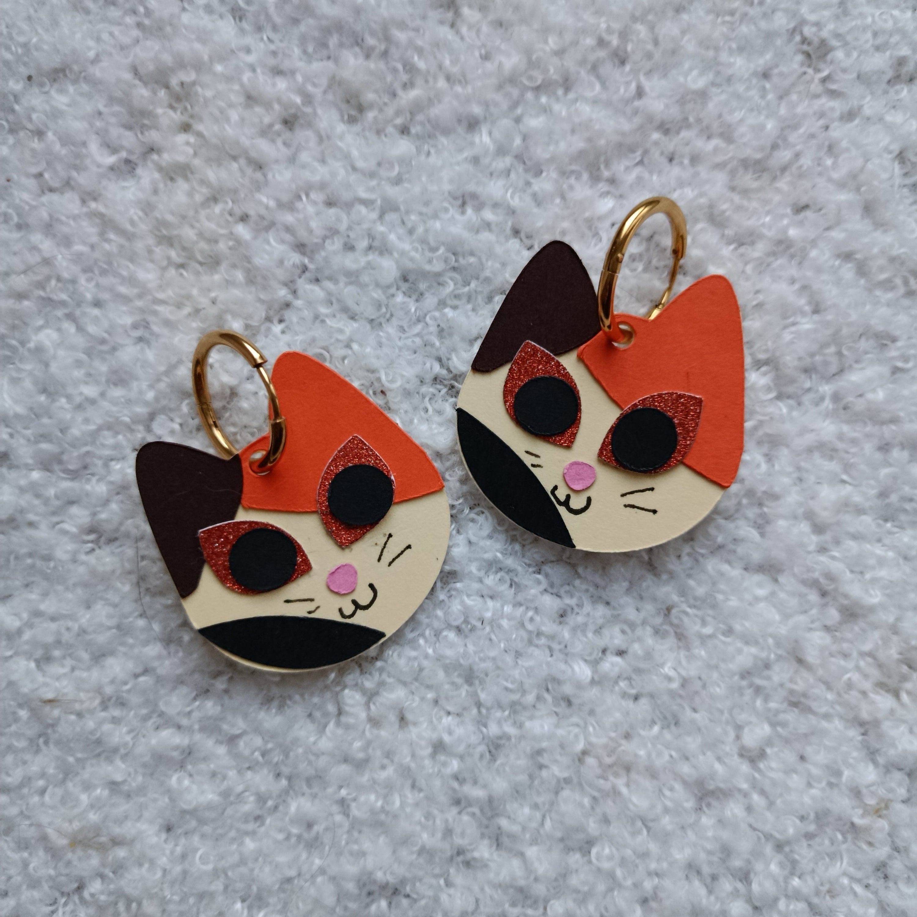 Boucles d'oreilles Chat Tricolore