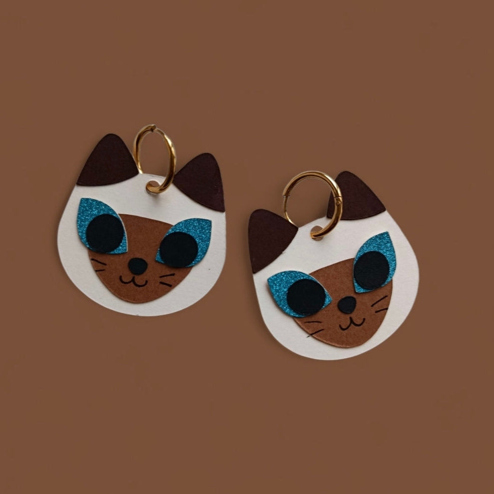 Boucles d'oreilles Chat Siamois