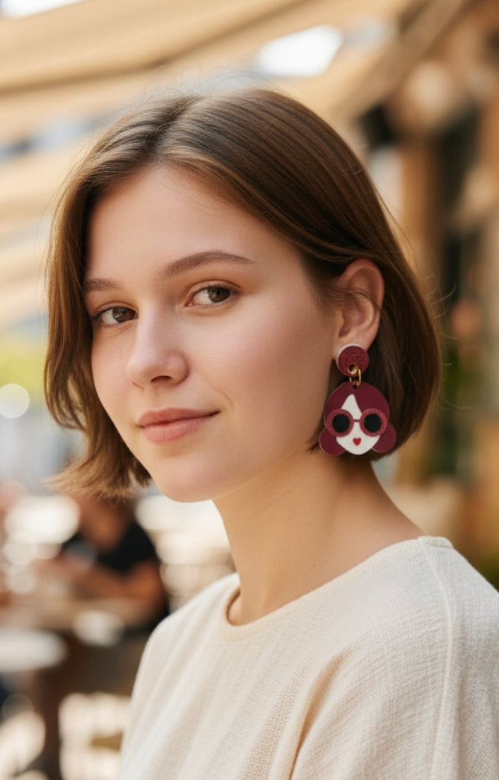 Boucles d'oreilles bordeaux Cerise collection Automne-Hiver 25