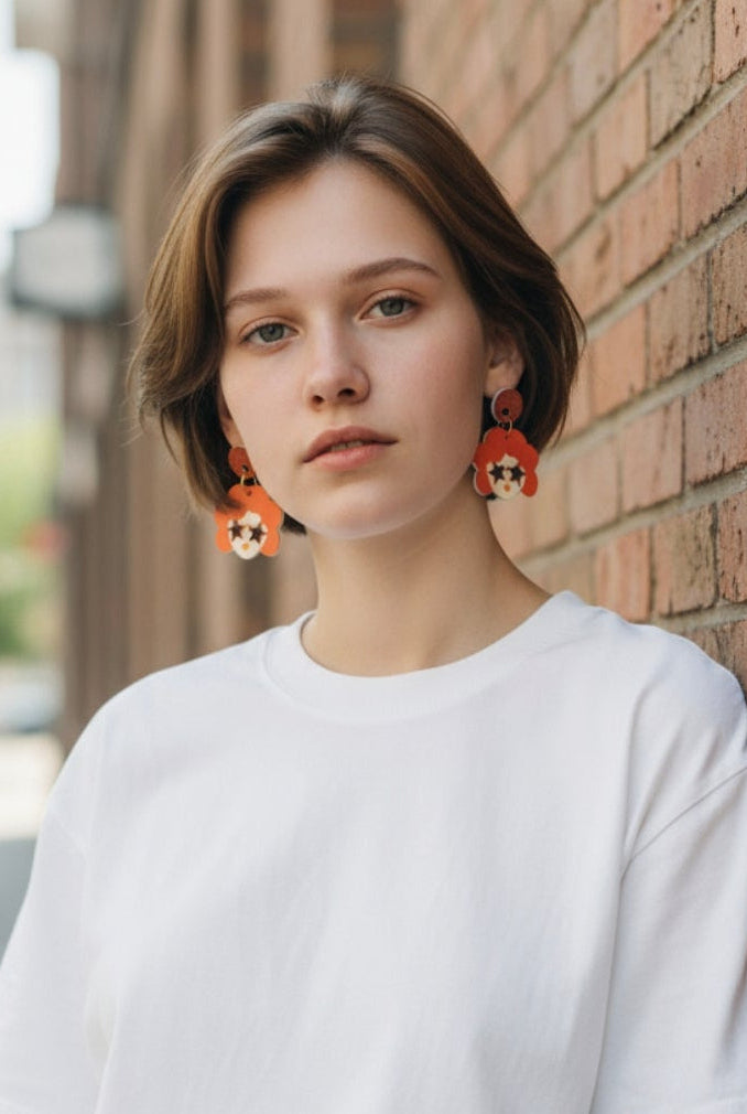 Boucles d'oreilles orange Ambre collection Automne-Hiver 25