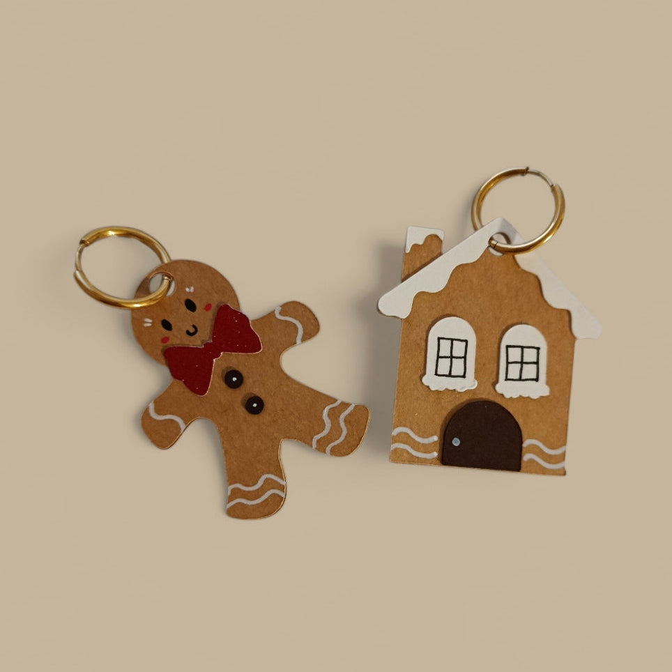 Boucles d'oreilles Dépareillées Pain d'Epice - Maison - Collection Noel 25