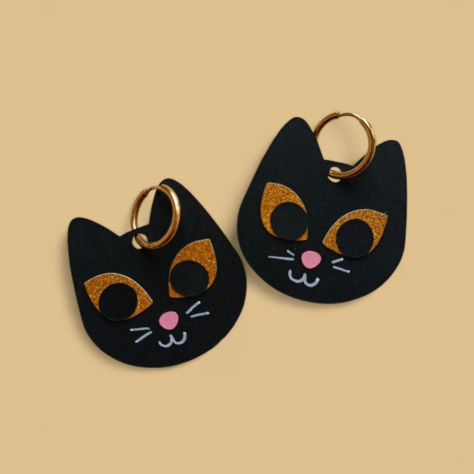 Boucles d'oreilles Chat Noir