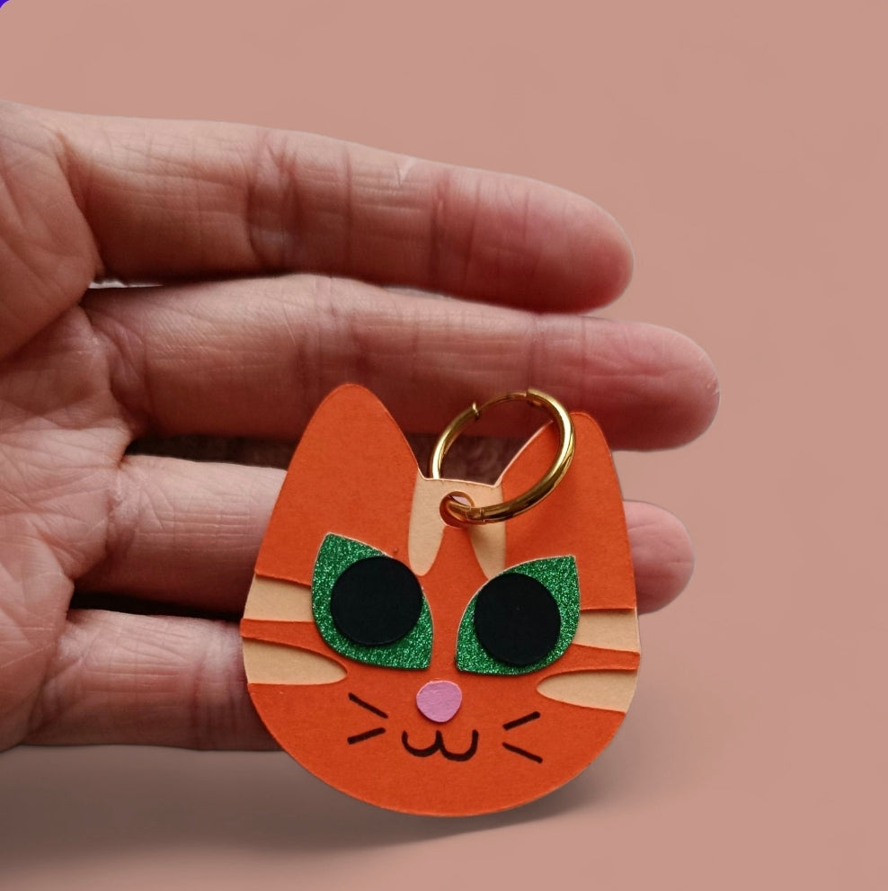 Boucles d'oreilles Chat Tigré Roux