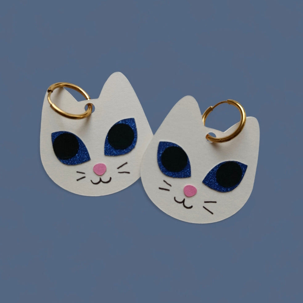 Boucles d'oreilles Chat Blanc