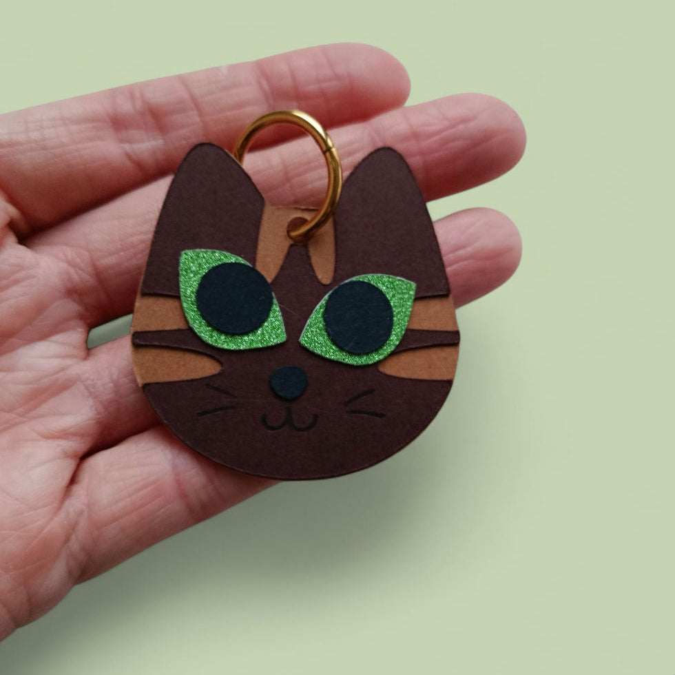 Boucles d'oreilles Chat Tigré Marron