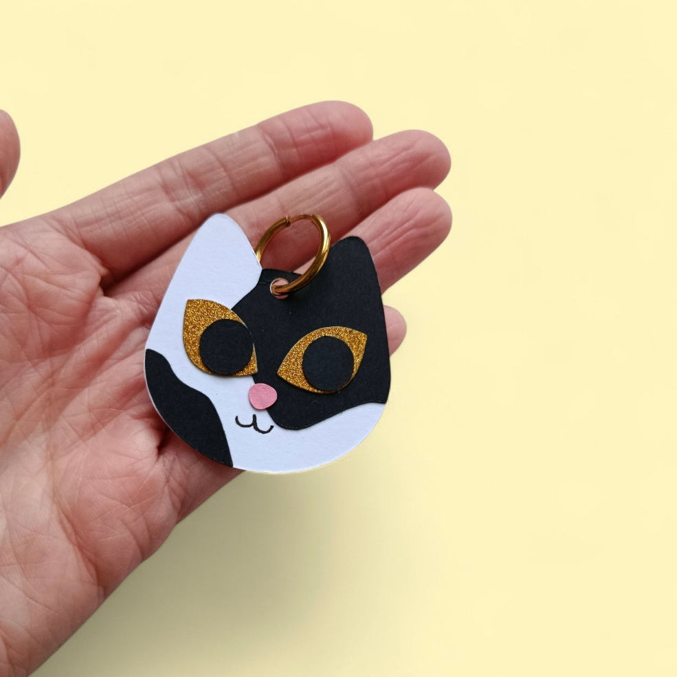 Boucles d'oreilles Chat Blanc et Noir