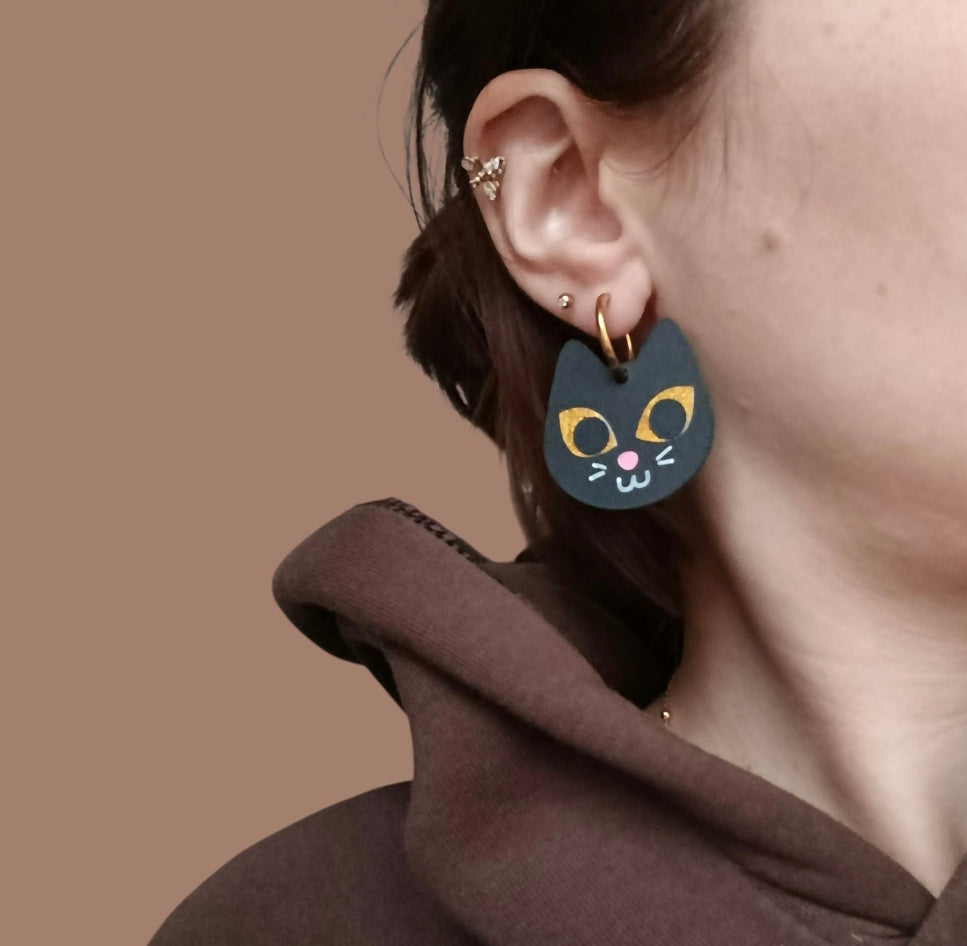 Boucles d'oreilles Chat Blanc