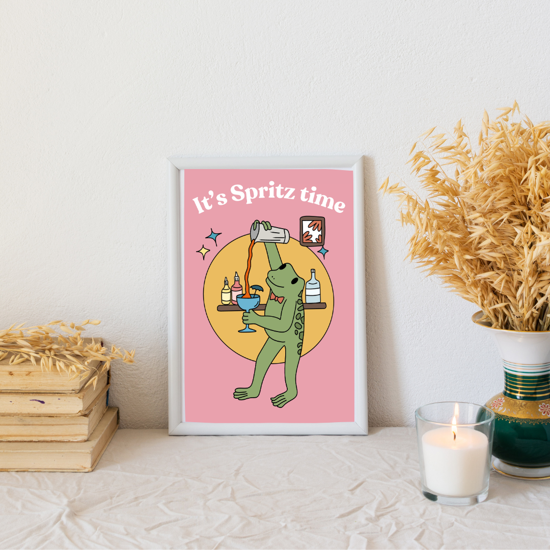 Illustration It's Spritz Time - Grenouille Coktail - Décoration Murale - Collection Automne Hiver 25 (Copie) (Copie)
