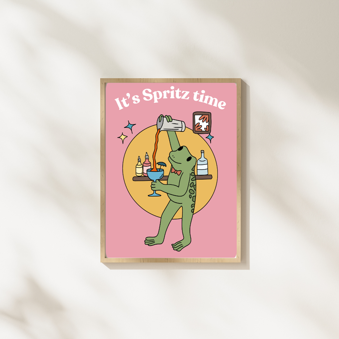 Illustration It's Spritz Time - Grenouille Coktail - Décoration Murale - Collection Automne Hiver 25 (Copie) (Copie)