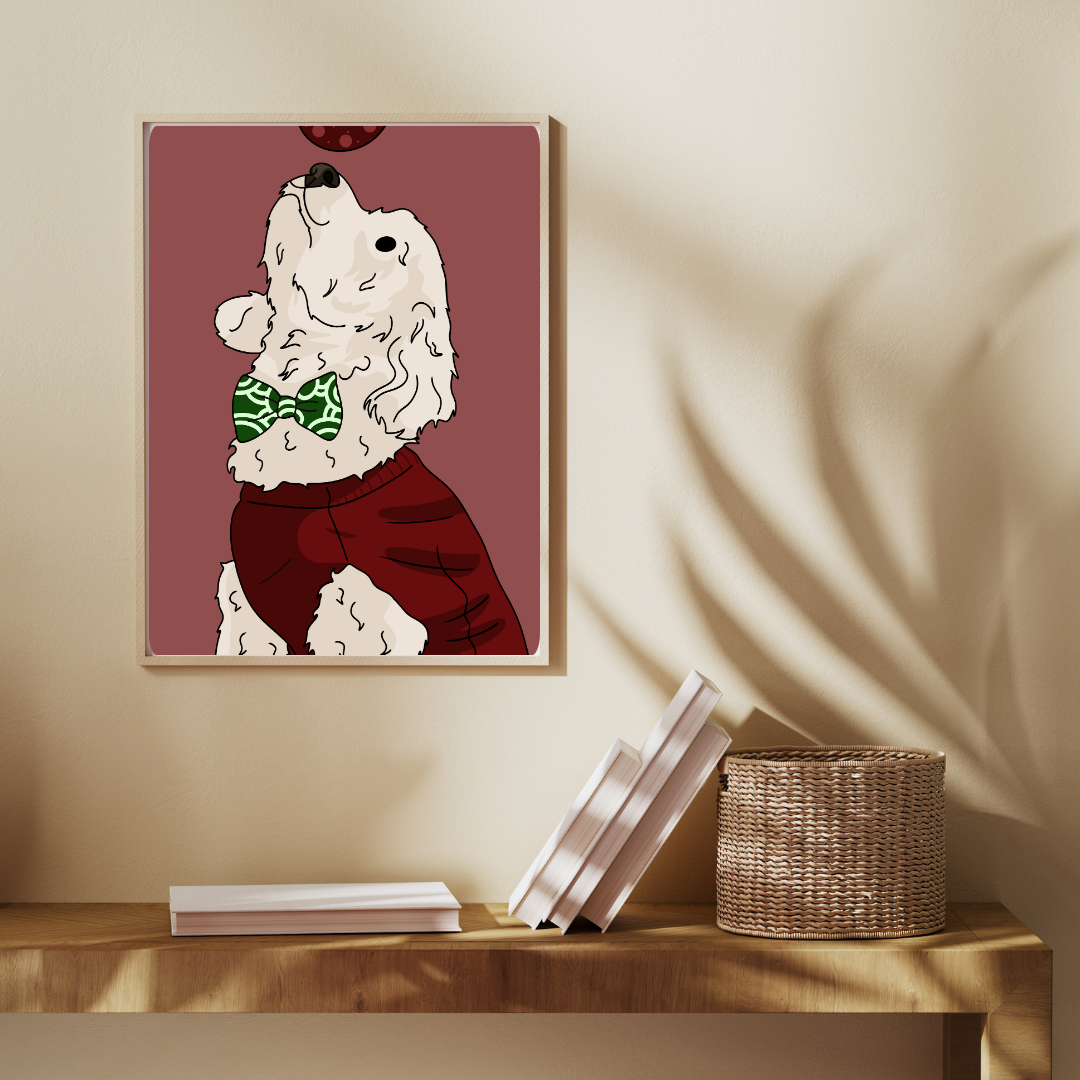Illustration Caniche Noel - Décoration Murale - Collection Automne Hiver 25