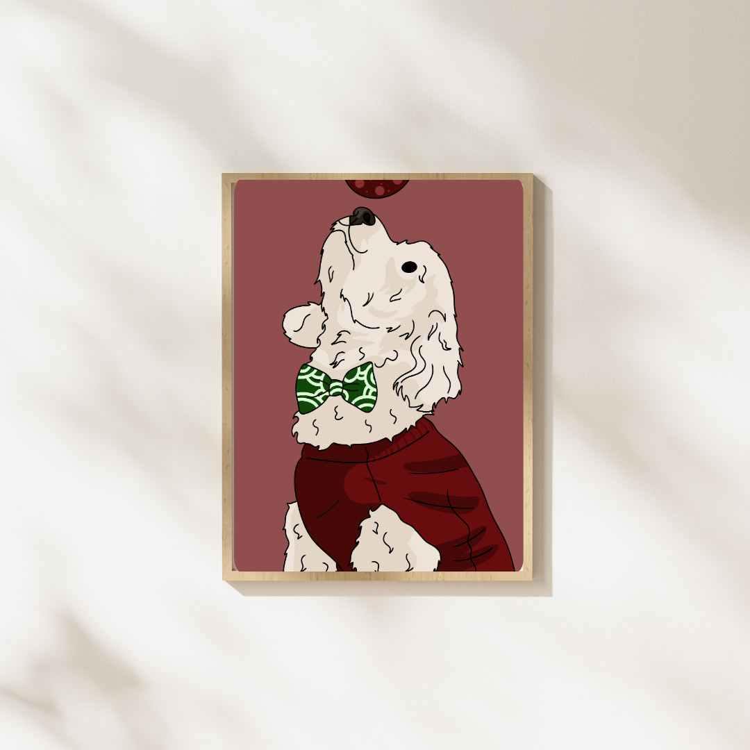 Illustration Caniche Noel - Décoration Murale - Collection Automne Hiver 25